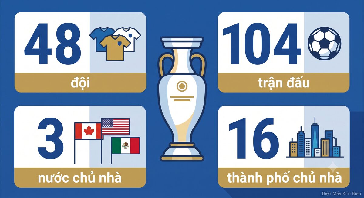 infographic những con số đặc biệt world cup 2026 48 đội 104 trận 3 nước chủ nhà 16 thành phố